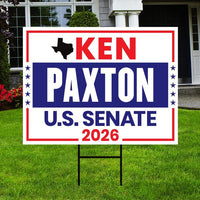 Ken Paxton For Texas Senate 2026 Yard Sign, Corrugated Plastic Senate Elections, Race Red White & Blue Yard Sign with Metal H-Stake
