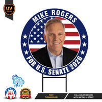 Mike Rogers For Michigan Senate 2026 Yard Sign, Corrugated Plastic Senate Elections, Race Red White & Blue Yard Sign with Metal H-Stake