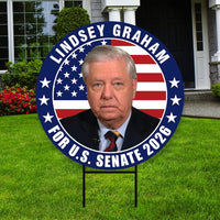 Lindsey Graham For South Carolina Senate 2026 Yard Sign, Corrugated Senate Elections, Race Red White & Blue Yard Sign with Metal H-Stake
