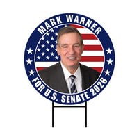 Mark Warner For Virginia Senate 2026 Yard Sign, Corrugated Plastic Senate Elections, Race Red White & Blue Yard Sign with Metal H-Stake