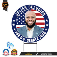 Julian Beaudion For South Dakota Senate 2026 Yard Sign, Corrugated Senate Elections, Race Red White & Blue Yard Sign with Metal H-Stake