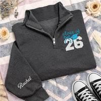 Class of 2026 Embroidered Quarter Zip Sweatshirt, Senior Graduation Pullover, Custom Grad Gift for High School College