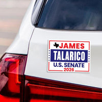 James Talarico For Texas Senate 2026 Car Magnet - Vote James Talarico Vehicle Magnet, Texas Senate Elections 2026 Magnet - 6" x 4.5"
