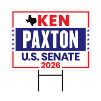 Ken Paxton For Texas Senate 2026 Yard Sign, Corrugated Plastic Senate Elections, Race Red White & Blue Yard Sign with Metal H-Stake