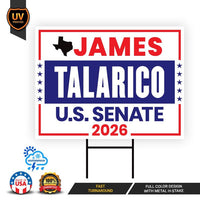 James Talarico For Texas Senate 2026 Yard Sign, Corrugated Plastic Senate Elections, Race Red White & Blue Yard Sign with Metal H-Stake