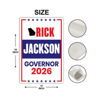 Rick Jackson For Georgia Governor 2026 Garden Flag, Double Sided, 2026 Governor Flag, Elections Flag, Race Red White & Blue Flag