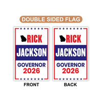 Rick Jackson For Georgia Governor 2026 Garden Flag, Double Sided, 2026 Governor Flag, Elections Flag, Race Red White & Blue Flag