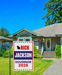 Rick Jackson For Georgia Governor 2026 Garden Flag, Double Sided, 2026 Governor Flag, Elections Flag, Race Red White & Blue Flag