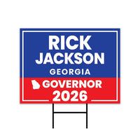 Rick Jackson For Georgia Governor 2026 Yard Sign, Corrugated Governor Elections Race Red White & Blue Yard Sign with Metal H-Stake