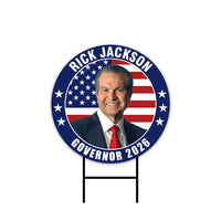 Rick Jackson For Georgia Governor 2026 Yard Sign, Corrugated Governor Elections Race Red White & Blue Yard Sign with Metal H-Stake