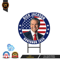 Rick Jackson For Georgia Governor 2026 Yard Sign, Corrugated Governor Elections Race Red White & Blue Yard Sign with Metal H-Stake