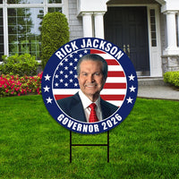 Rick Jackson For Georgia Governor 2026 Yard Sign, Corrugated Governor Elections Race Red White & Blue Yard Sign with Metal H-Stake