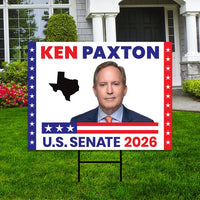 Ken Paxton For Texas Senate 2026 Yard Sign, Corrugated Plastic Senate Elections, Race Red White & Blue Yard Sign with Metal H-Stake