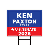 Ken Paxton For Texas Senate 2026 Yard Sign, Corrugated Plastic Senate Elections, Race Red White & Blue Yard Sign with Metal H-Stake