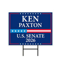 Ken Paxton For Texas Senate 2026 Yard Sign, Corrugated Plastic Senate Elections, Race Red White & Blue Yard Sign with Metal H-Stake