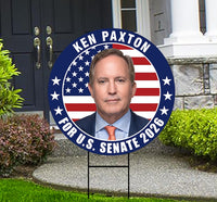 Ken Paxton For Texas Senate 2026 Yard Sign, Corrugated Plastic Senate Elections, Race Red White & Blue Yard Sign with Metal H-Stake