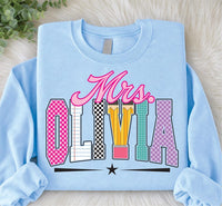 Personalized Teacher Name Shirt, Custom Mrs Name School Crewneck, Cute Back to School Sweatshirt, Classroom Outfit Tee, Gift for Teacher