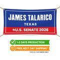 James Talarico For Texas U.S. Senate Banner Sign, 13oz Waterproof US Senate Election 2026, Democratic Party Vinyl Banner With Metal Grommets