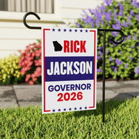 Rick Jackson For Georgia Governor 2026 Garden Flag, Double Sided, 2026 Governor Flag, Elections Flag, Race Red White & Blue Flag