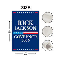 Rick Jackson For Georgia Governor 2026 Garden Flag, Double Sided, 2026 Governor Flag, Elections Flag, Race Red White & Blue Flag