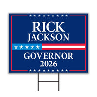 Rick Jackson For Georgia Governor 2026 Yard Sign, Corrugated Governor Elections Race Red White & Blue Yard Sign with Metal H-Stake