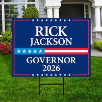Rick Jackson For Georgia Governor 2026 Yard Sign, Corrugated Governor Elections Race Red White & Blue Yard Sign with Metal H-Stake