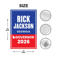 Rick Jackson For Georgia Governor 2026 Garden Flag, Double Sided, 2026 Governor Flag, Elections Flag, Race Red White & Blue Flag