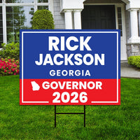 Rick Jackson For Georgia Governor 2026 Yard Sign, Corrugated Governor Elections Race Red White & Blue Yard Sign with Metal H-Stake