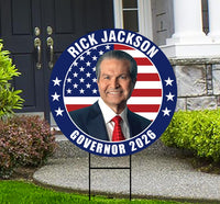 Rick Jackson For Georgia Governor 2026 Yard Sign, Corrugated Governor Elections Race Red White & Blue Yard Sign with Metal H-Stake