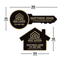 2 Pack Personalized Real Estate Marketing Closing Signs, Customized Realtor Social Media Photo Props, Realtor Key, Custom House Shaped Sign