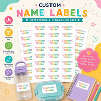 Personalized Name Labels for Kids, Waterproof Vinyl Stickers for School, Daycare, Lunch Boxes & Bottles, Back to School