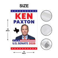 Ken Paxton For Texas Senate 2026 Garden Flag, Double Sided, 2026 Senate Flag, Elections Flag, Republican Sign, Race Red White & Blue Flag