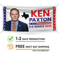 Ken Paxton For Texas U.S. Senate Banner Sign, 13 oz Waterproof US Senate Election 2026, Republican Party Vinyl Banner With Metal Grommets