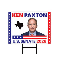 Ken Paxton For Texas Senate 2026 Yard Sign, Corrugated Plastic Senate Elections, Race Red White & Blue Yard Sign with Metal H-Stake