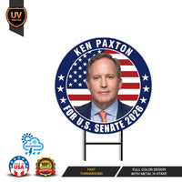 Ken Paxton For Texas Senate 2026 Yard Sign, Corrugated Plastic Senate Elections, Race Red White & Blue Yard Sign with Metal H-Stake