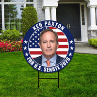 Ken Paxton For Texas Senate 2026 Yard Sign, Corrugated Plastic Senate Elections, Race Red White & Blue Yard Sign with Metal H-Stake