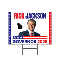 Rick Jackson For Georgia Governor 2026 Yard Sign, Corrugated Governor Elections Race Red White & Blue Yard Sign with Metal H-Stake