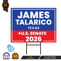 James Talarico For Texas Senate 2026 Yard Sign, Corrugated Plastic Senate Elections, Race Red White & Blue Yard Sign with Metal H-Stake