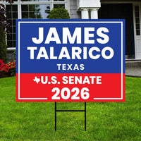 James Talarico For Texas Senate 2026 Yard Sign, Corrugated Plastic Senate Elections, Race Red White & Blue Yard Sign with Metal H-Stake