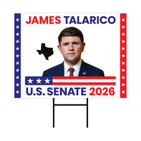 James Talarico For Texas Senate 2026 Yard Sign, Corrugated Plastic Senate Elections, Race Red White & Blue Yard Sign with Metal H-Stake