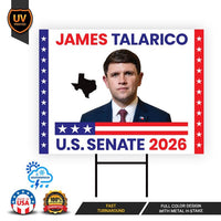 James Talarico For Texas Senate 2026 Yard Sign, Corrugated Plastic Senate Elections, Race Red White & Blue Yard Sign with Metal H-Stake
