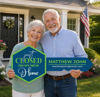 2 Pack Personalized Real Estate Marketing Closing Signs, Customized Realtor Social Media Photo Props, Realtor Key, Custom House Shaped Sign