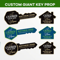 2 Pack Personalized Real Estate Marketing Closing Signs, Customized Realtor Social Media Photo Props, Realtor Key, Custom House Shaped Sign