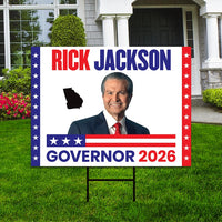 Rick Jackson For Georgia Governor 2026 Yard Sign, Corrugated Governor Elections Race Red White & Blue Yard Sign with Metal H-Stake