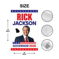 Rick Jackson For Georgia Governor 2026 Garden Flag, Double Sided, 2026 Governor Flag, Elections Flag, Race Red White & Blue Flag