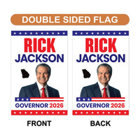 Rick Jackson For Georgia Governor 2026 Garden Flag, Double Sided, 2026 Governor Flag, Elections Flag, Race Red White & Blue Flag