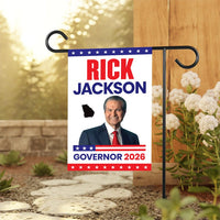 Rick Jackson For Georgia Governor 2026 Garden Flag, Double Sided, 2026 Governor Flag, Elections Flag, Race Red White & Blue Flag