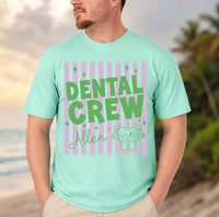 Personalized Dental Crew Shirt, Custom Dentist Office Squad Tee, Retro Striped Tooth Graphic Top, Dental Assistant Gift, Hygienist Gift