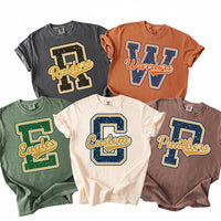 Personalized School Mascot Shirt, Custom Varsity Letter Team Tee, Distressed Spirit Wear Top, School Sports Fan Outfit, Custom Team Gift