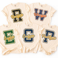 Personalized School Mascot Shirt, Custom Varsity Letter Team Tee, Distressed Spirit Wear Top, School Sports Fan Outfit, Custom Team Gift